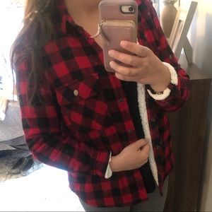 Wool lined buffalo plaid coat